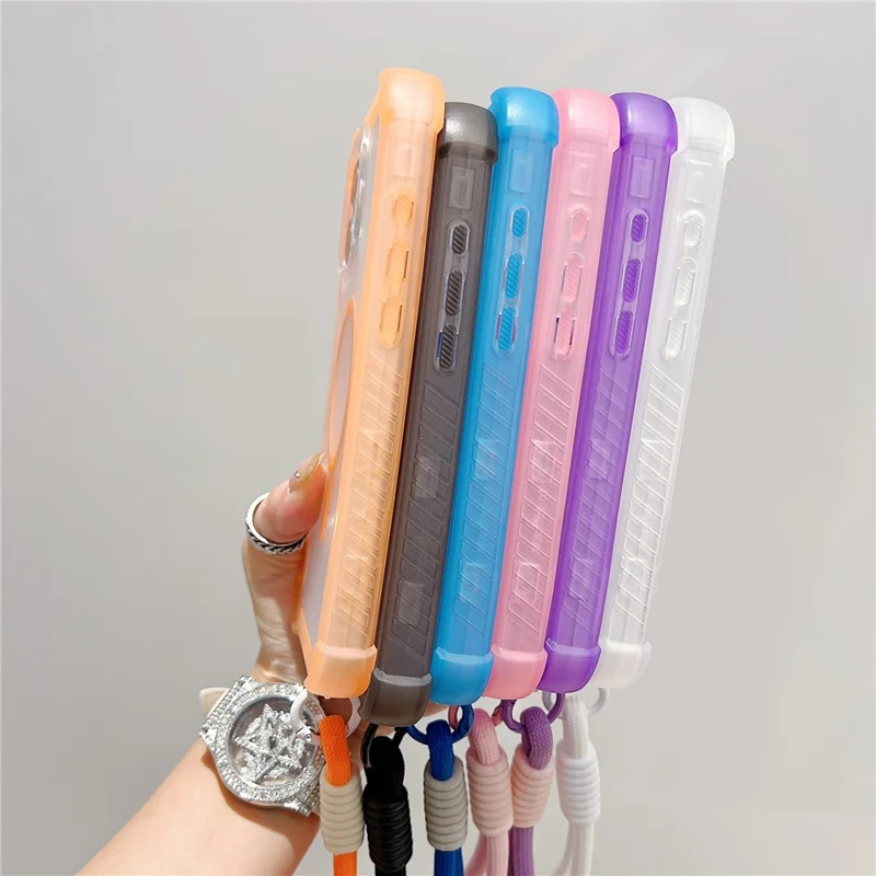 For iPhone 16 Pro Max Case Compatible with MagSafe 3 in 1 TPU + PC Matte Phone Back Cover with Hand Strap - Orange