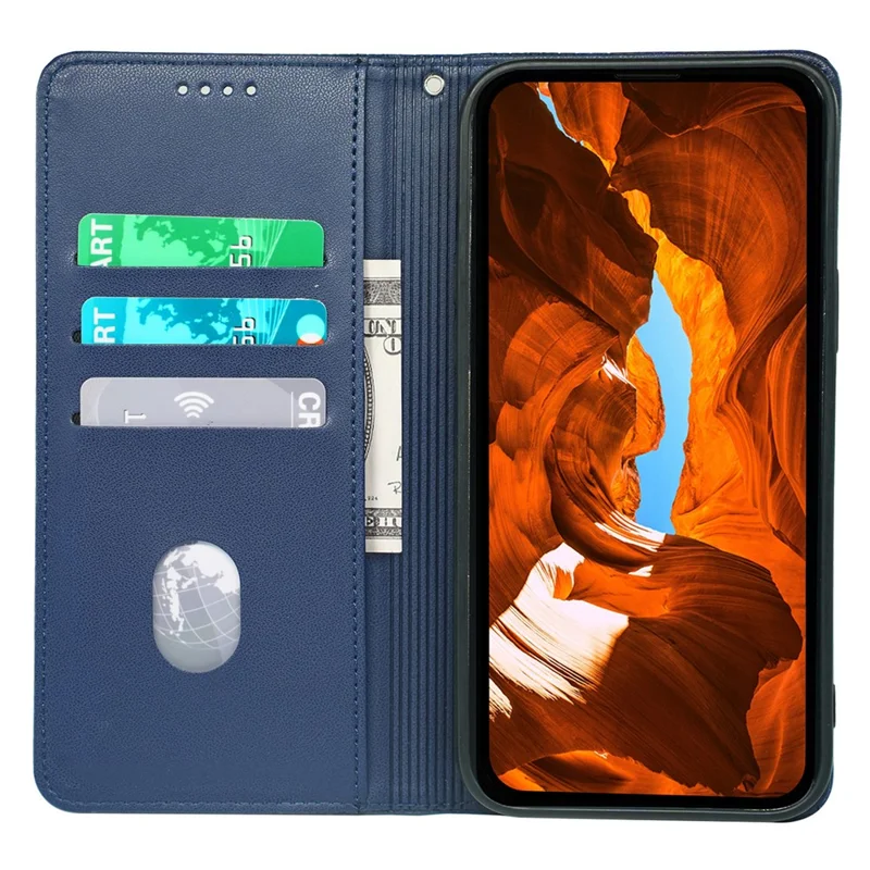 Voor Samsung Galaxy S25+ Hoesje Vierbladige Klover Leer Flip Hoesje met Stand en Portemonnee - Blauw