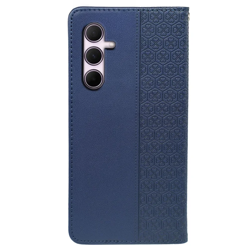Voor Samsung Galaxy S25+ Hoesje Vierbladige Klover Leer Flip Hoesje met Stand en Portemonnee - Blauw