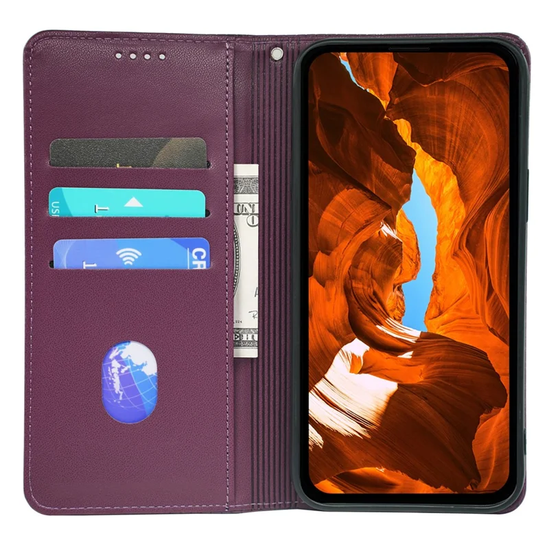 For Samsung Galaxy A17 5G / 4G Case Four Leaf Clover Leather Flip Phone Cover Stand Wallet - Dark Purple