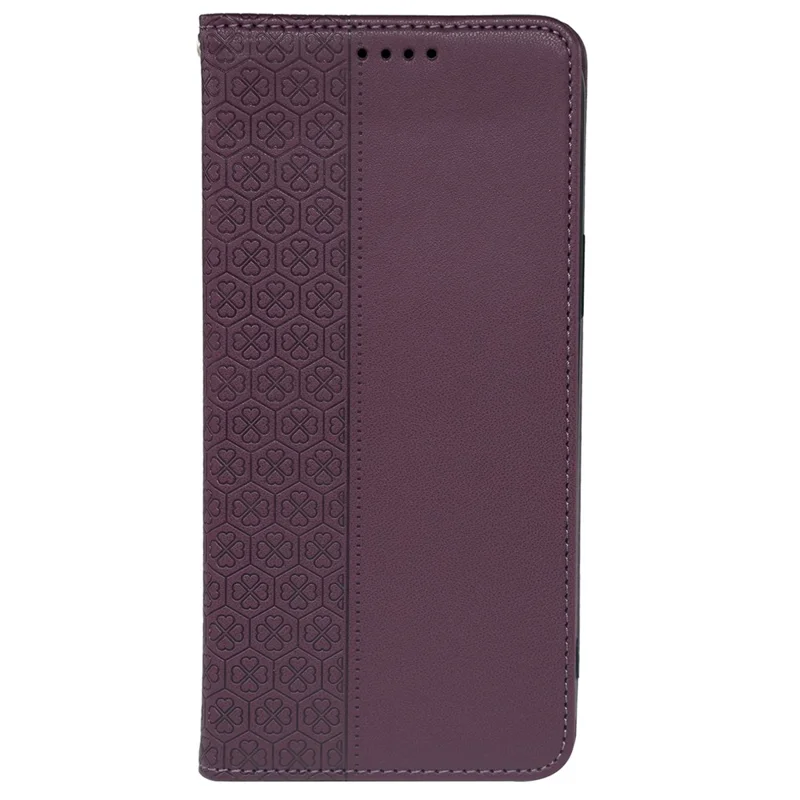 For Samsung Galaxy A17 5G / 4G Case Four Leaf Clover Leather Flip Phone Cover Stand Wallet - Dark Purple