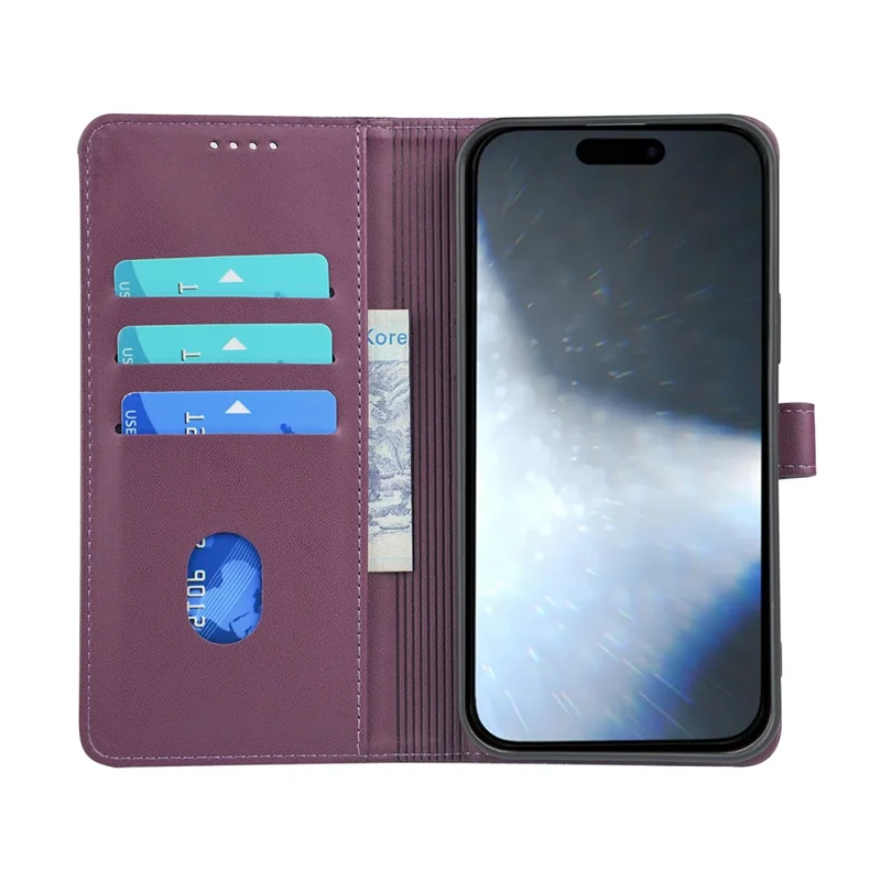 iPhone 17 Hülle Magnetverschluss Kleeblatt Leder Handyhülle - Dunkelviolett