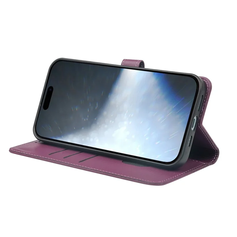 iPhone 17 Hülle Magnetverschluss Kleeblatt Leder Handyhülle - Dunkelviolett