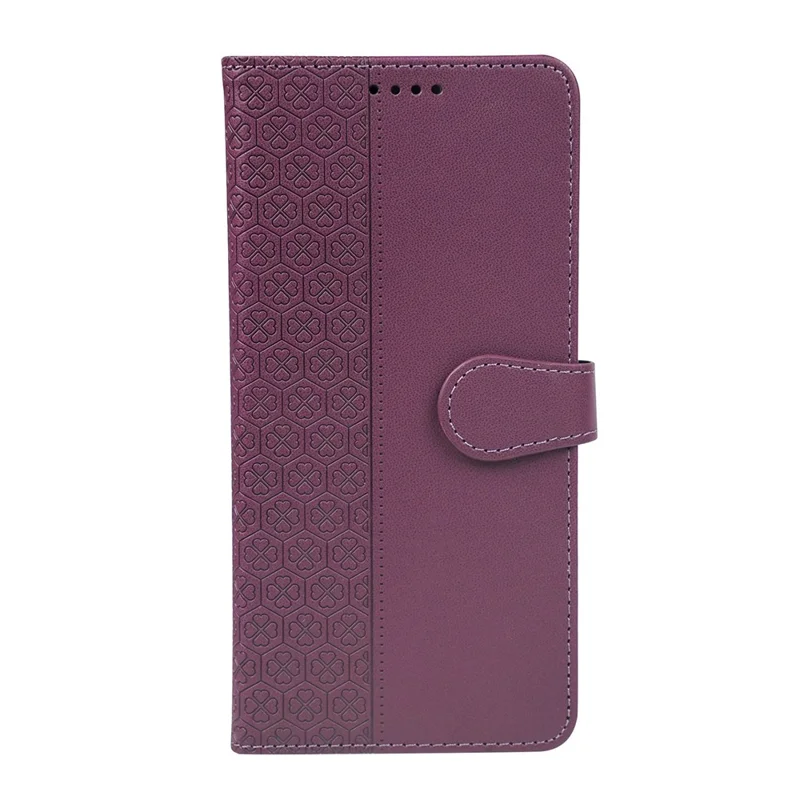 iPhone 17 Hülle Magnetverschluss Kleeblatt Leder Handyhülle - Dunkelviolett