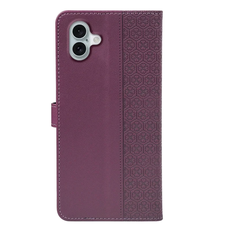 iPhone 17 Hülle Magnetverschluss Kleeblatt Leder Handyhülle - Dunkelviolett