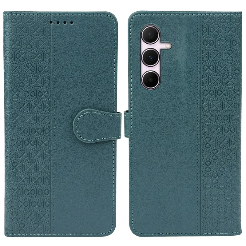For Samsung Galaxy S26 / S26 Pro Case Magnetic Clasp Four Leaf Clover Leather Phone Cover - Green