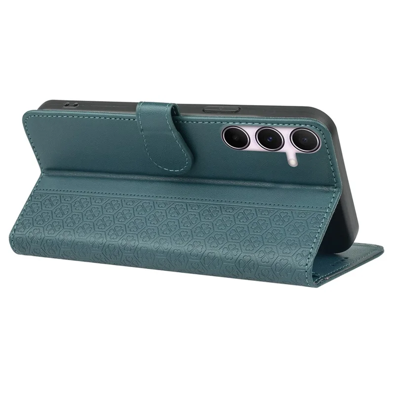 For Samsung Galaxy S26 / S26 Pro Case Magnetic Clasp Four Leaf Clover Leather Phone Cover - Green