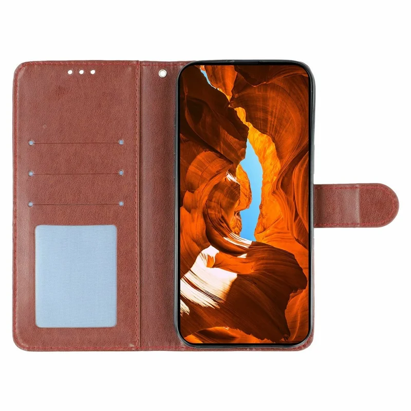 For Motorola G96 5G Case Wallet Stand Imprinted Rose Butterfly PU Leather Phone Cover - Brown