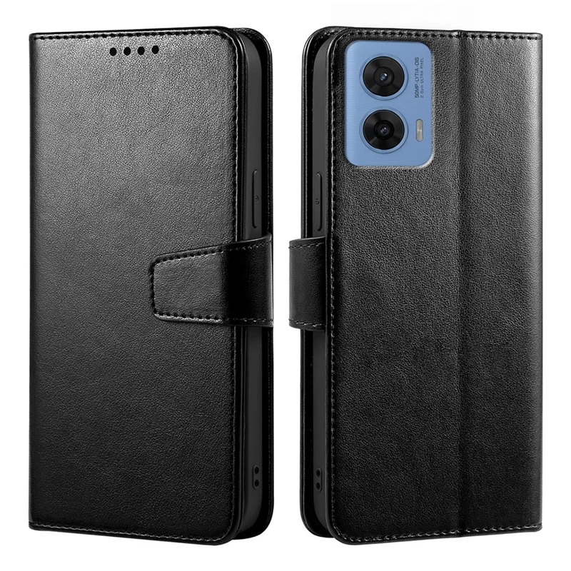 For Motorola G96 5G Etui med stand, kortplads og wallet i læder - Sort