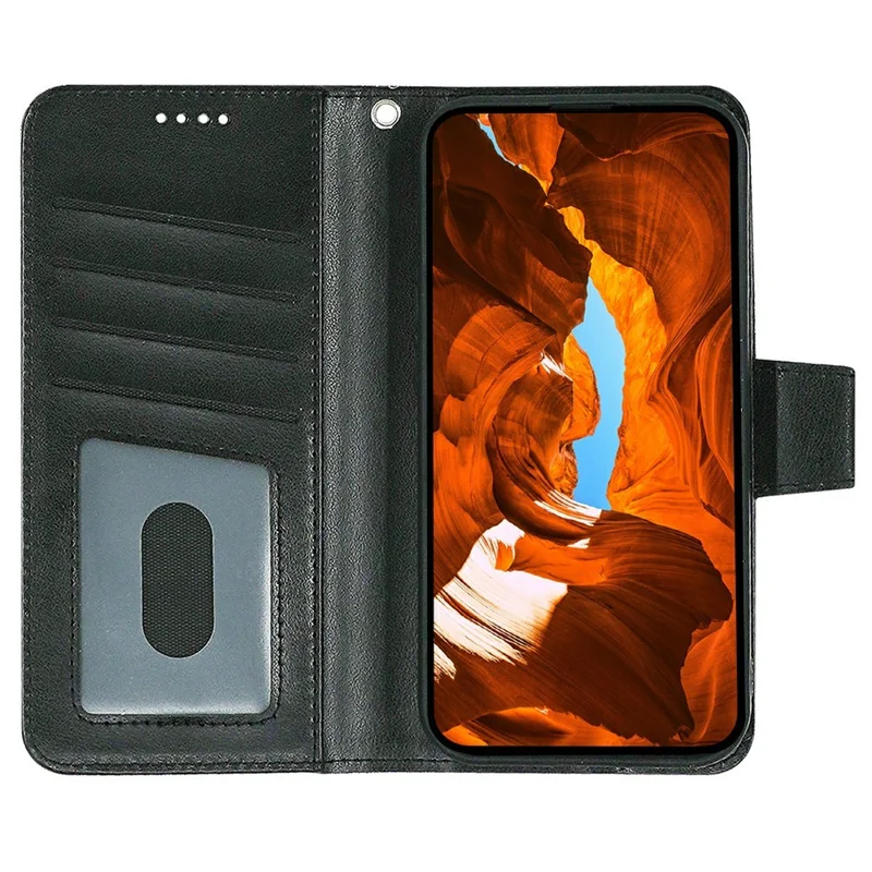 For Motorola G96 5G Etui med stand, kortplads og wallet i læder - Sort