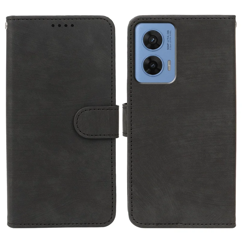 For Motorola G96 5G Case Flip Wallet Striped Texture Leather Phone Cover - Black