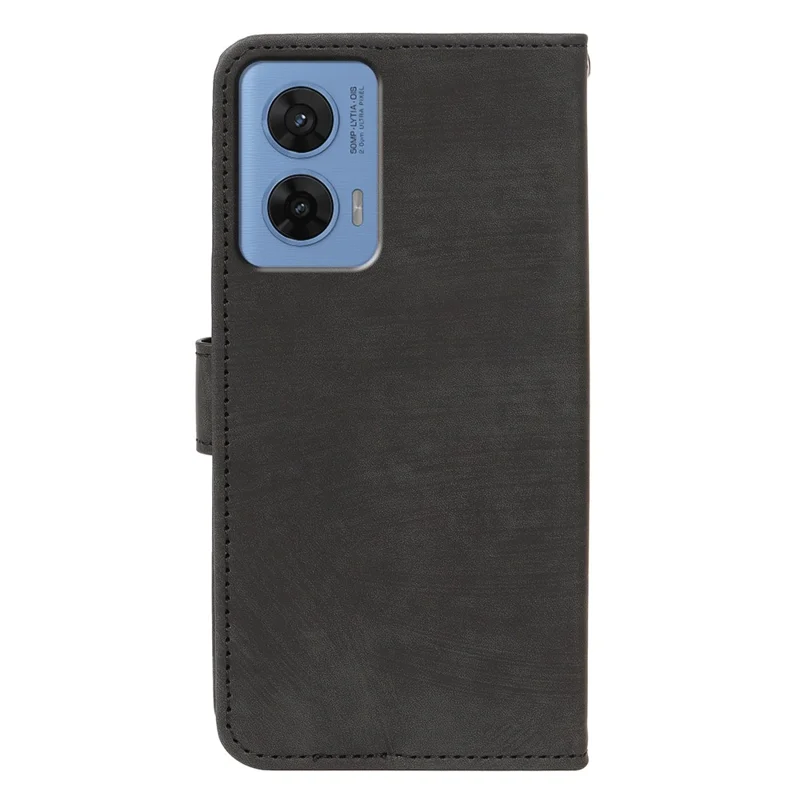 For Motorola G96 5G Case Flip Wallet Striped Texture Leather Phone Cover - Black