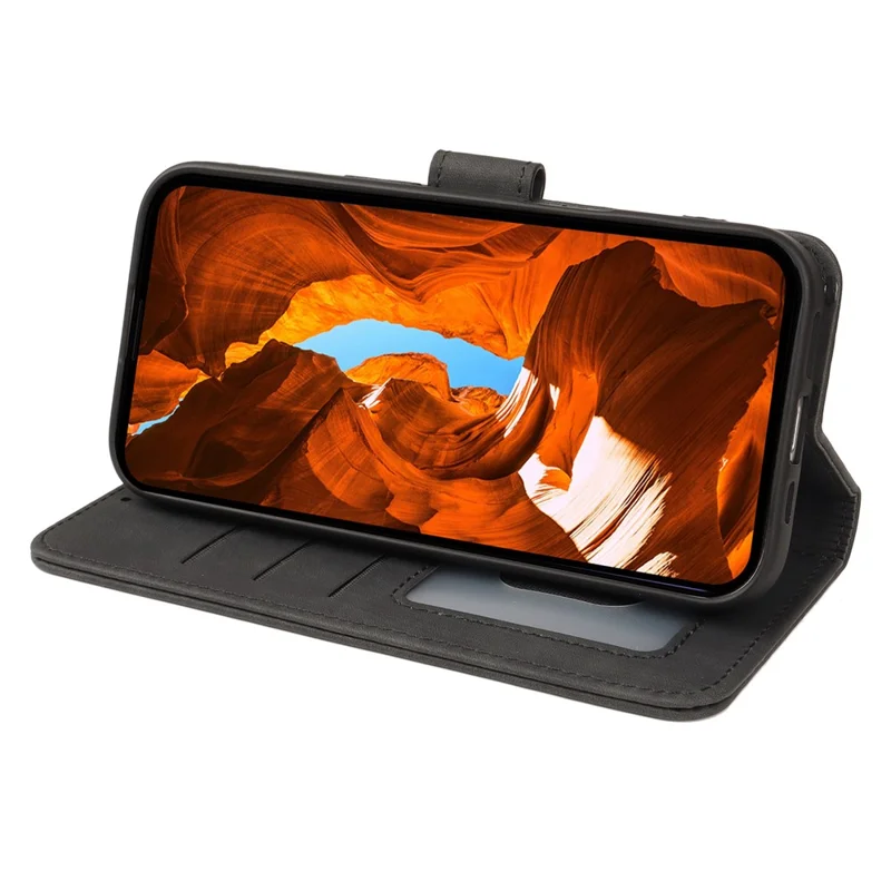 For Motorola G96 5G Case Stærk Magnetisk Læder Wallet Telefonbeskyttelse med Stribet Struktur - Sort