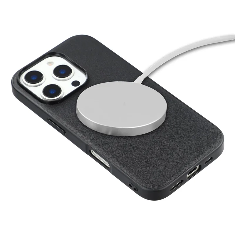 Für iPhone 16 Pro Hülle kompatibel mit MagSafe Nappa-Textur Echtes Rindsleder beschichteter PC TPU Handyhülle
