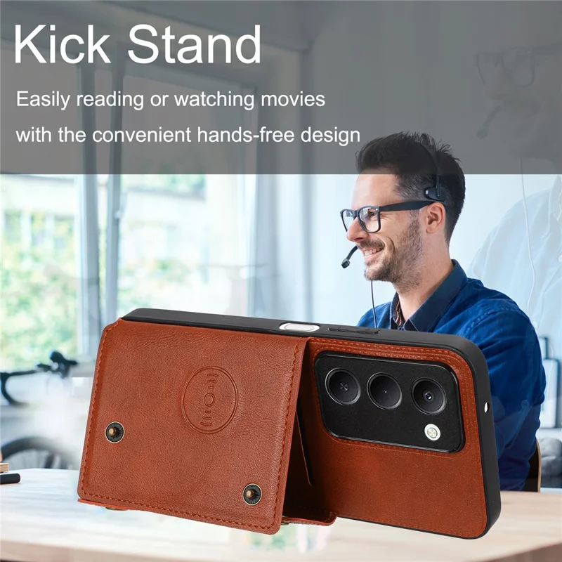 Cover per Xiaomi Redmi 15 5G (EU) (171mm) con Slot per Schede Supporto Pieghevole Pelle + TPU - Nero