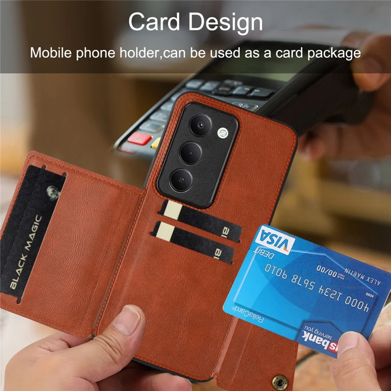 Cover per Xiaomi Redmi 15 5G (EU) (171mm) con Slot per Schede Supporto Pieghevole Pelle + TPU - Nero