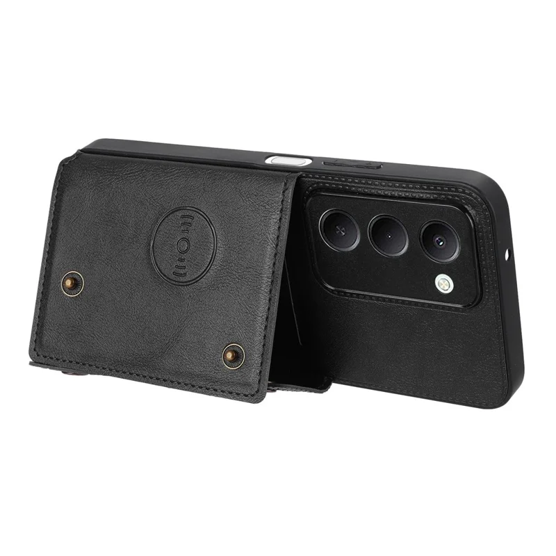 Cover per Xiaomi Redmi 15 5G (EU) (171mm) con Slot per Schede Supporto Pieghevole Pelle + TPU - Nero