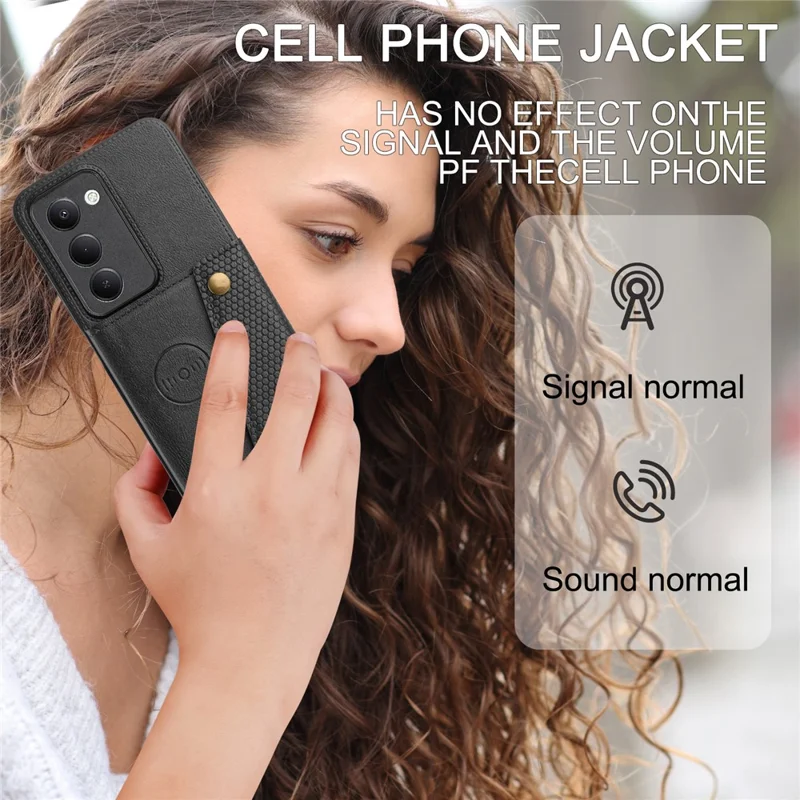 Cover per Xiaomi Redmi 15 5G (EU) (171mm) con Slot per Schede Supporto Pieghevole Pelle + TPU - Nero