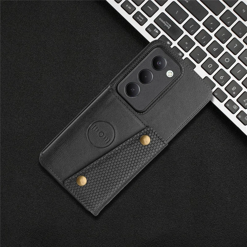 Cover per Xiaomi Redmi 15 5G (EU) (171mm) con Slot per Schede Supporto Pieghevole Pelle + TPU - Nero