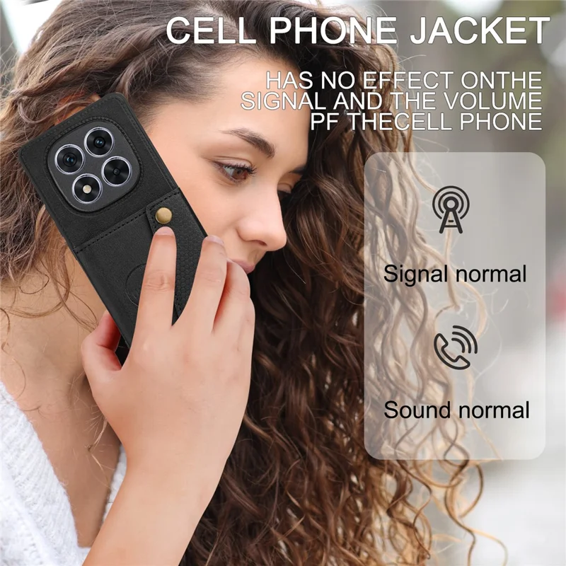 For Xiaomi Poco M8 5G / Redmi Note 15 5G (Global) / 15 4G (Global) Case with Card Slots Kickstand Leather + TPU Phone Cover - Black