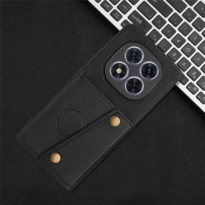 For Xiaomi Poco M8 5G / Redmi Note 15 5G (Global) / 15 4G (Global) Case with Card Slots Kickstand Leather + TPU Phone Cover - Black