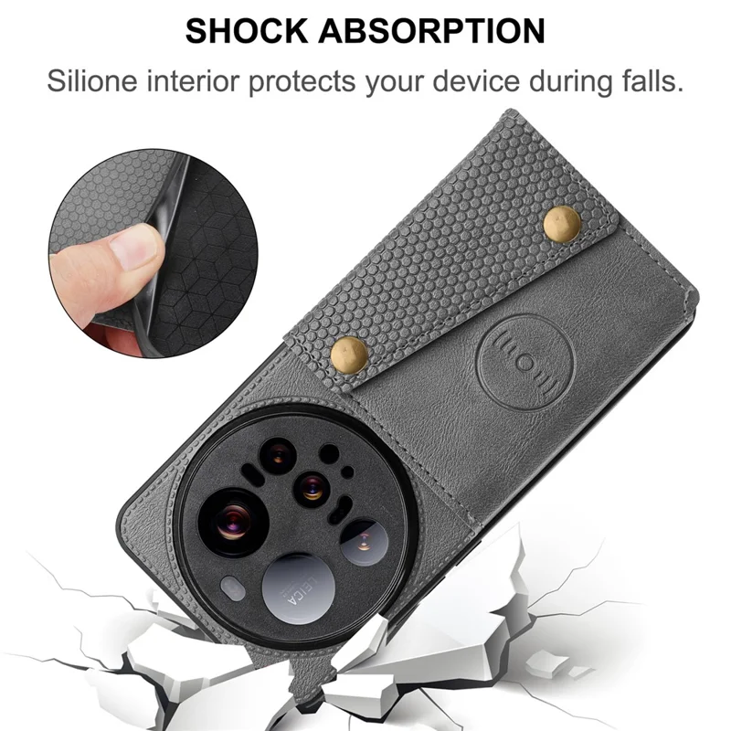 Xiaomi 15 Ultra hoesje met kaartslots en standaard van leer + TPU - Zwart