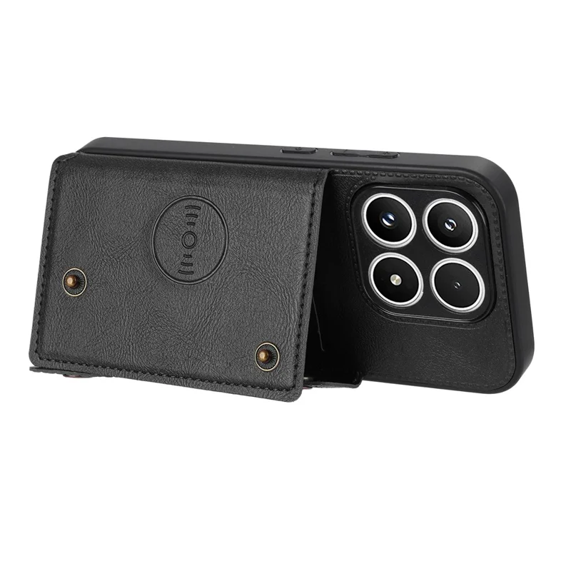 For Xiaomi 17 Case with Card Slots Kickstand Leather + TPU Phone Cover - Black