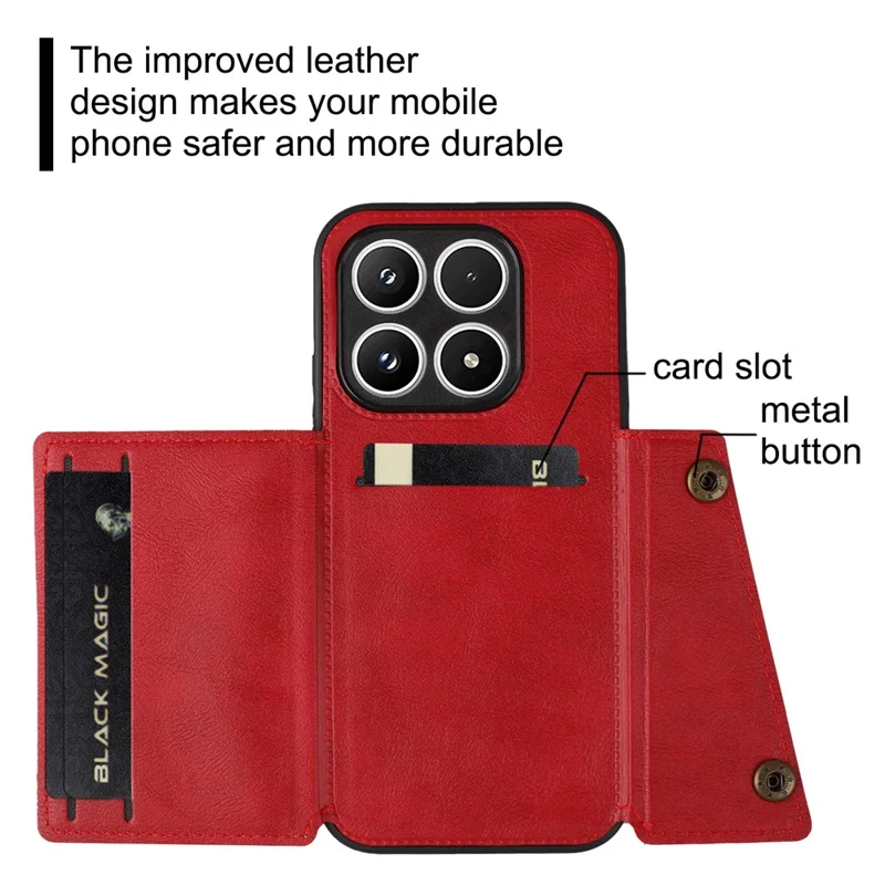 For Xiaomi 17 Case with Card Slots Kickstand Leather + TPU Phone Cover - Black