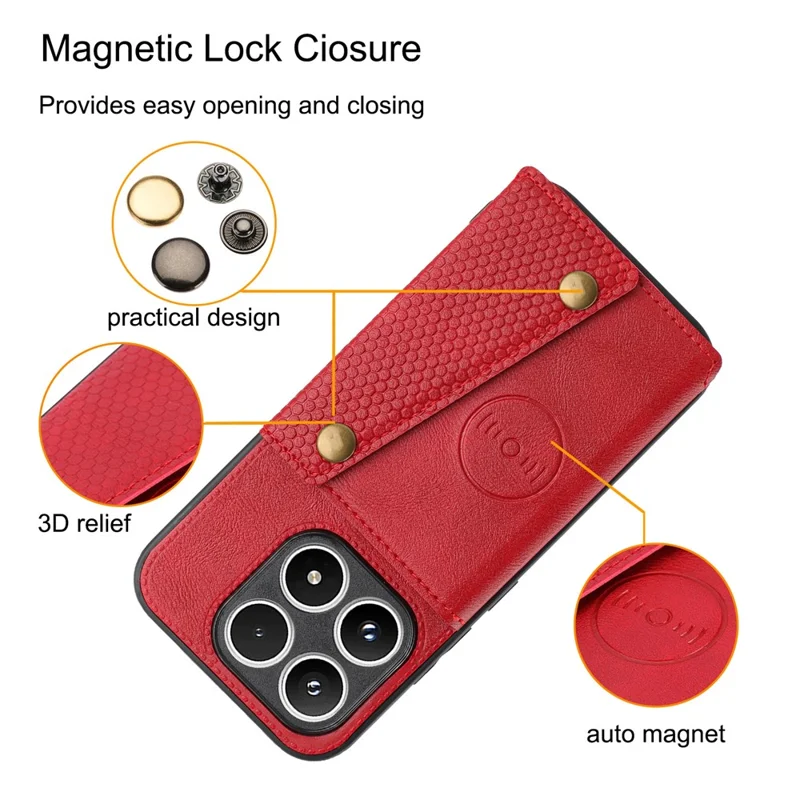 For Xiaomi 17 Case with Card Slots Kickstand Leather + TPU Phone Cover - Black