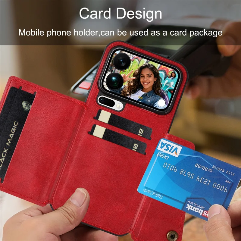 For Xiaomi 17 Pro Max Case with Card Slots Kickstand Leather + TPU Phone Cover - Black