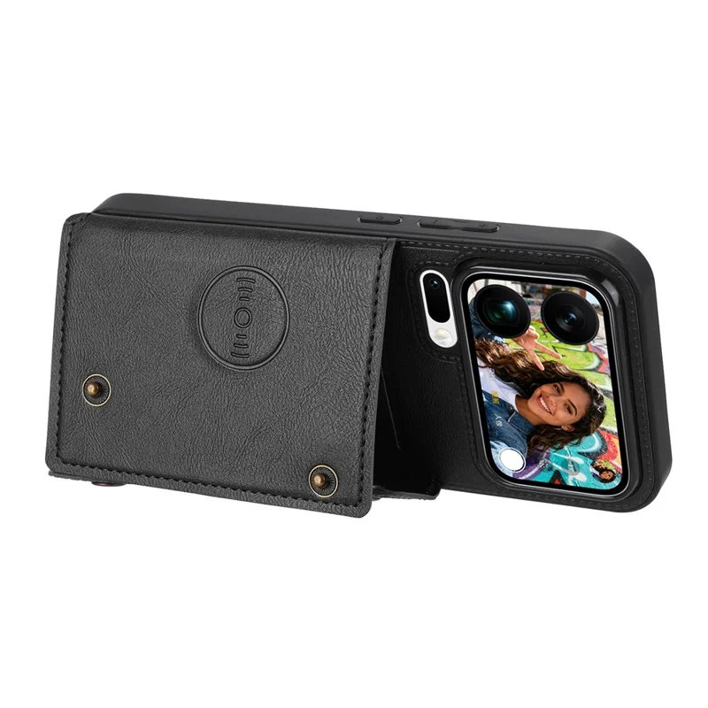 For Xiaomi 17 Pro Max Case with Card Slots Kickstand Leather + TPU Phone Cover - Black