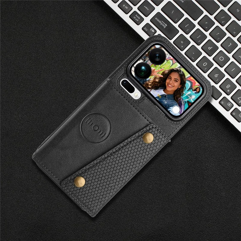 For Xiaomi 17 Pro Max Case with Card Slots Kickstand Leather + TPU Phone Cover - Black