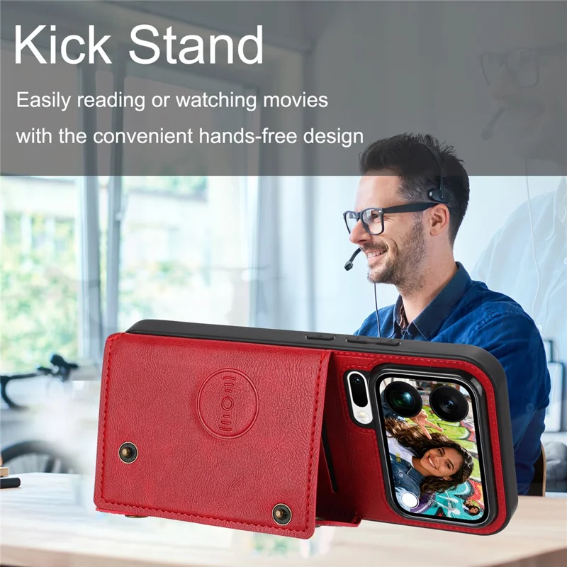 For Xiaomi 17 Pro Max Case with Card Slots Kickstand Leather + TPU Phone Cover - Black