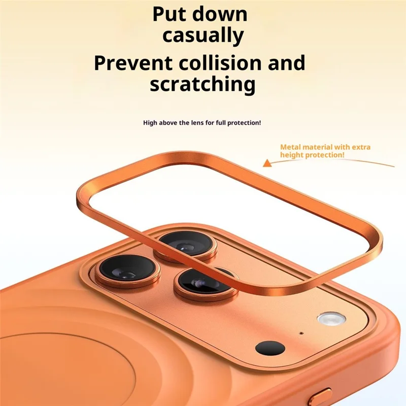 Étui pour iPhone 17 Pro Max Compatible avec MagSafe Motif Vague TPU Acrylique Coque de Téléphone avec Film en Verre Trempé - Orange