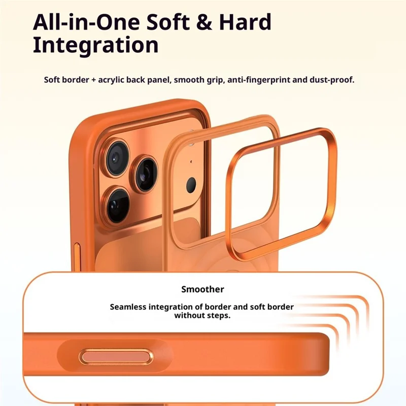 Étui pour iPhone 17 Pro Max Compatible avec MagSafe Motif Vague TPU Acrylique Coque de Téléphone avec Film en Verre Trempé - Orange