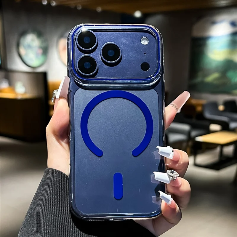 For iPhone 17 Pro Case Compatible with MagSafe Ultra Thin PC Transparent Phone Cover with Tempered Glass Film - Sapphire