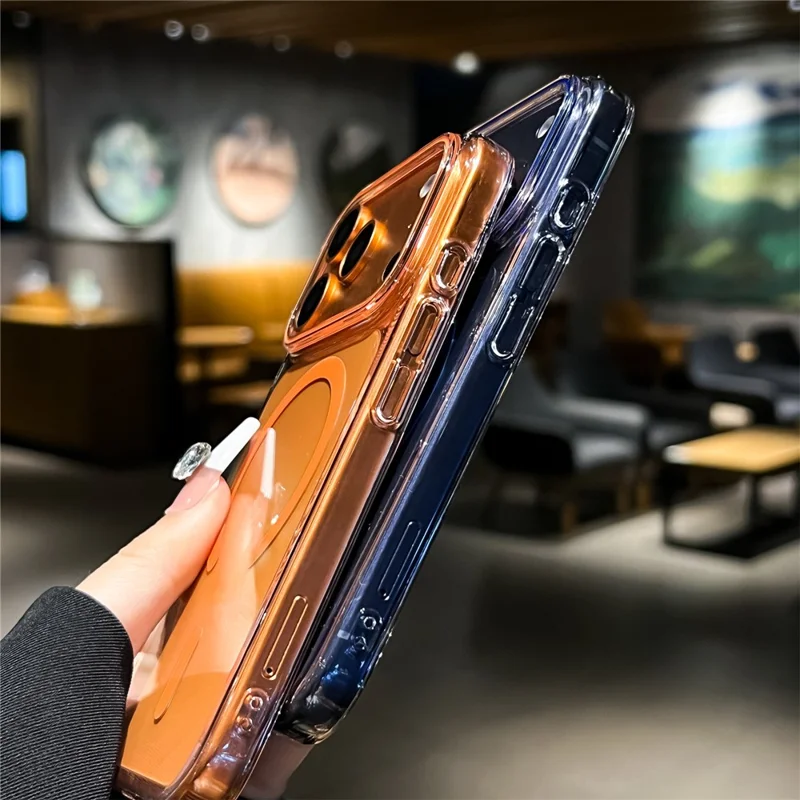 For iPhone 17 Pro Case Compatible with MagSafe Ultra Thin PC Transparent Phone Cover with Tempered Glass Film - Sapphire