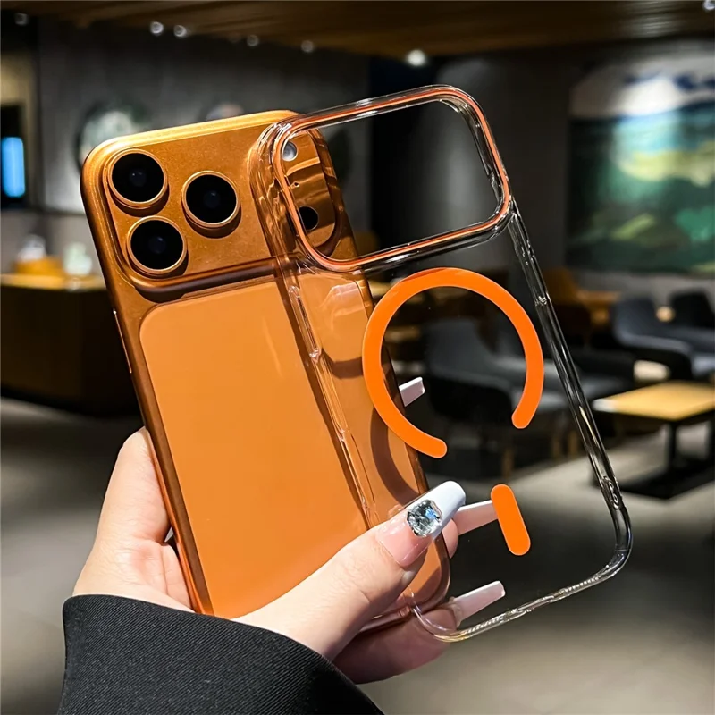 Étui iPhone 17 Pro Max Compatible avec MagSafe Ultra Mince Couverture de Téléphone Transparente en PC avec Film en Verre Trempé - Saphir