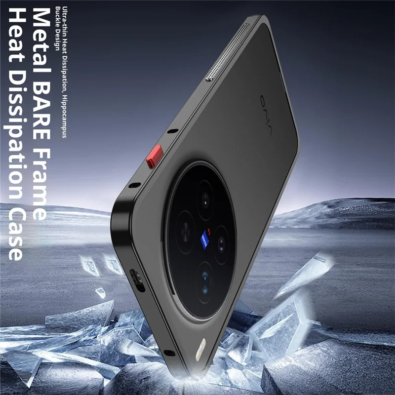 Vivo X300 Pro 5G Stoßstangenhülle Metallrahmen Wärmeableitung Abdeckung - Schwarz