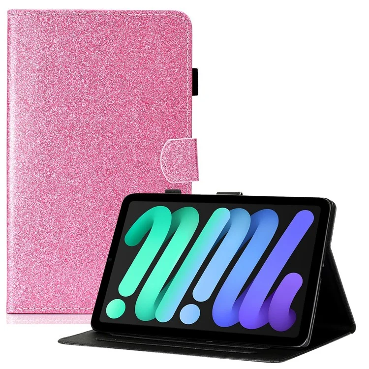 Per iPad 10.9 (2022) Glitter Powder PU Leather Tablet Case Auto Wake / Sleep Anti-scratch Cover with Stand Card Holder - Rosa