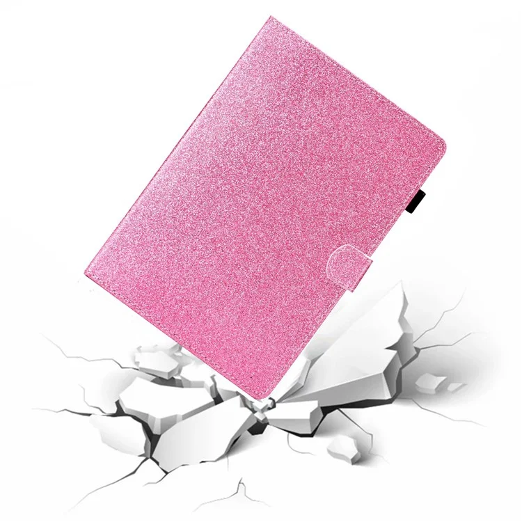 Per iPad 10.9 (2022) Glitter Powder PU Leather Tablet Case Auto Wake / Sleep Anti-scratch Cover with Stand Card Holder - Rosa