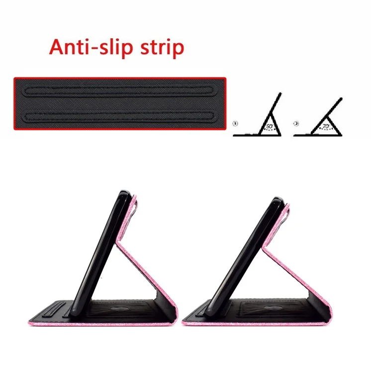 Per iPad 10.9 (2022) Glitter Powder PU Leather Tablet Case Auto Wake / Sleep Anti-scratch Cover with Stand Card Holder - Rosa