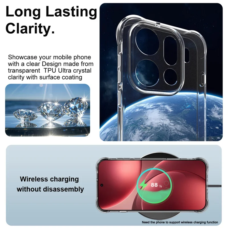 IMAK voor Oppo Find X9 Pro 5G hoesje TPU telefoonhoes Airbag schokbestendige bescherming