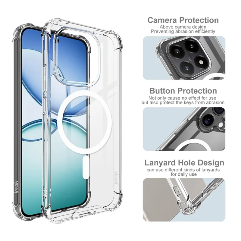 IMAK Obudowa na Xiaomi 15T Kompatybilna z MagSafe, Odporna na Uderzenia, Przezroczysta Obudowa PC TPU