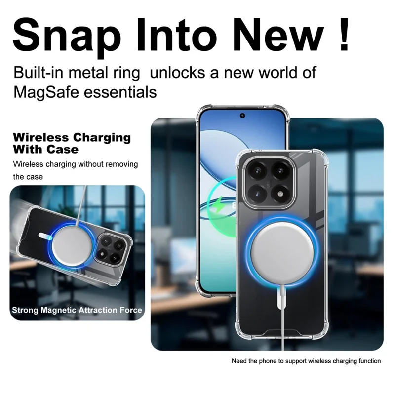 IMAK Obudowa na Xiaomi 15T Kompatybilna z MagSafe, Odporna na Uderzenia, Przezroczysta Obudowa PC TPU