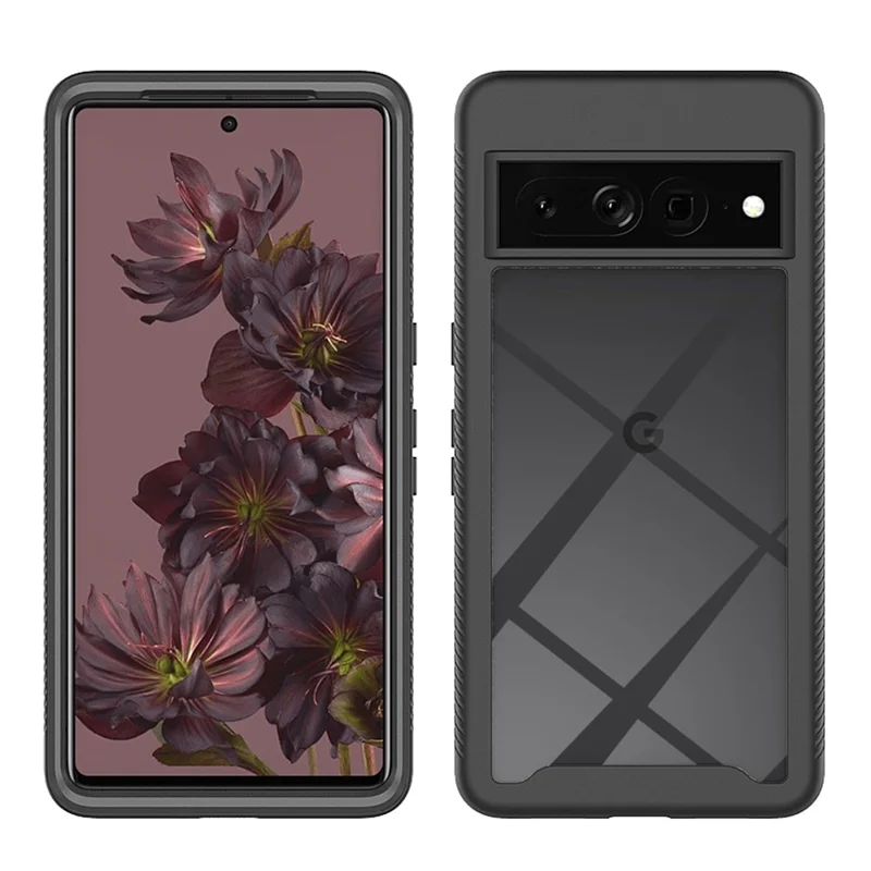 Voor Google Pixel 7 Pro 5G PET-schermprotector telefoonhoesje Hard PC + Zachte TPU Stootvrije Cover - Roze