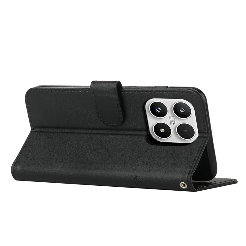 For Xiaomi 17 Læder Telefonbeskyttelse Foldbar Stående Wallet Flip Cover med Snor - Sort