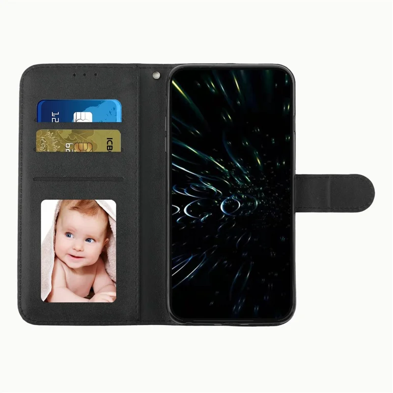 For Xiaomi 17 Læder Telefonbeskyttelse Foldbar Stående Wallet Flip Cover med Snor - Sort