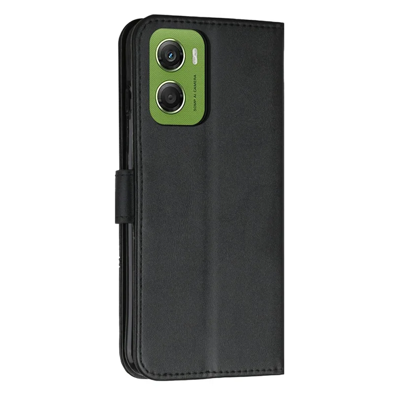 Futera skórzana z funkcją portfela i podstawką do Motorola Moto G06 4G / G06 Power 4G, składana obudowa z paskiem na nadgarstek - Czarny