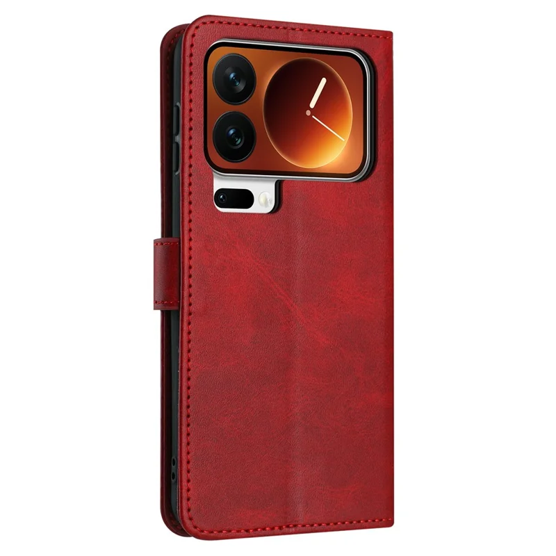 Xiaomi 17 Pro Max Wallet Case Flip Stand Calf Texture PU Leder Handyhülle mit Schlaufe - Rot